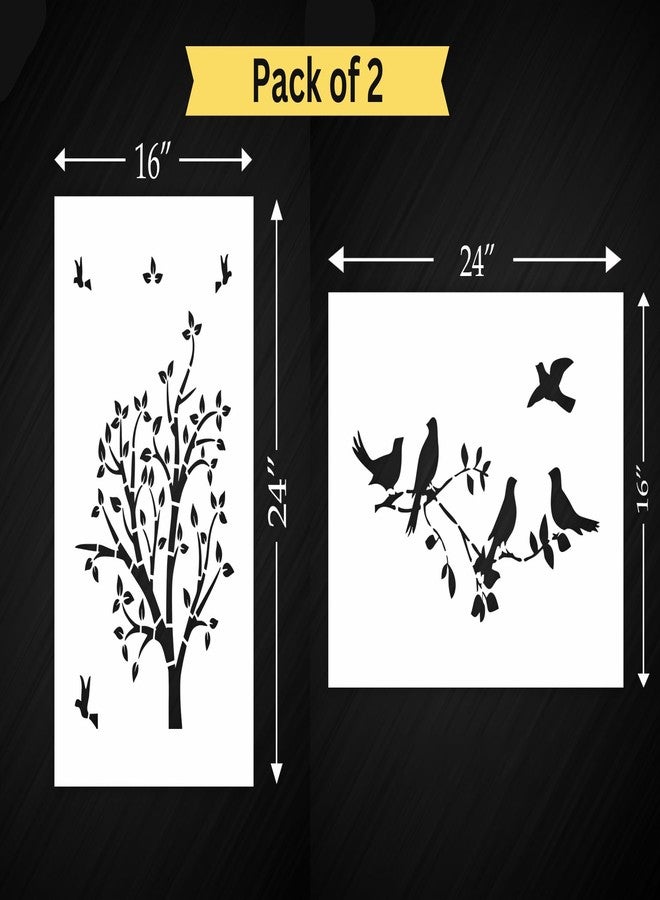 StenCart Combo of 2 Tree with Birds and Birds on Branches Stencil for Wall Painting Home DIY Reusable Wall Stencil Design for Wall Decoration (16x24 inch) -Pack of 2 - Image 2